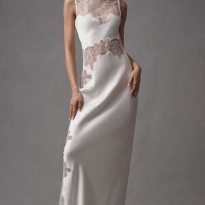 Shona Joy high neck stratus lace slim maxi dress